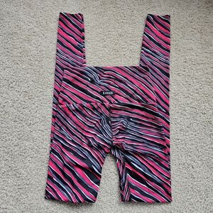 KDeer high rise full length athletic leggings red black white striped small